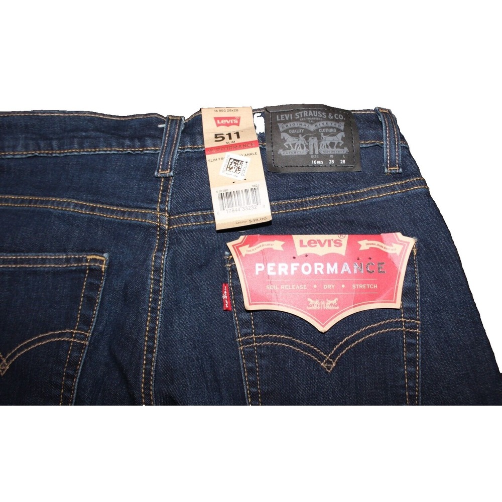 New w/tags Levis 511 slim performance jeans 16 Reg 28" L 28" W. Price drop!